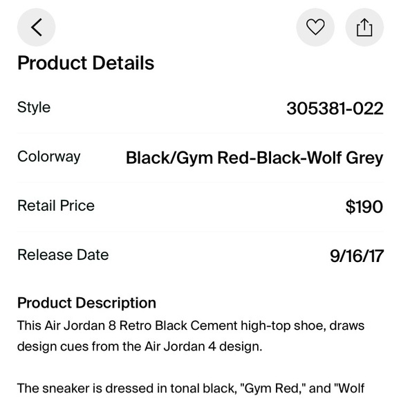 Air AJ Jordan Retro 8 "Bred-Black Cement" - Picture 8 of 11